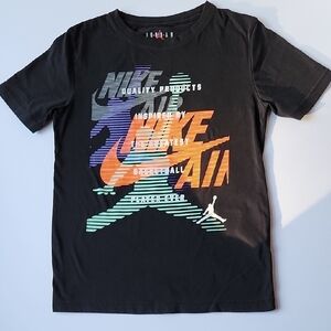 Nike Air Jordan Kids Black Multicolor Graphic Tee